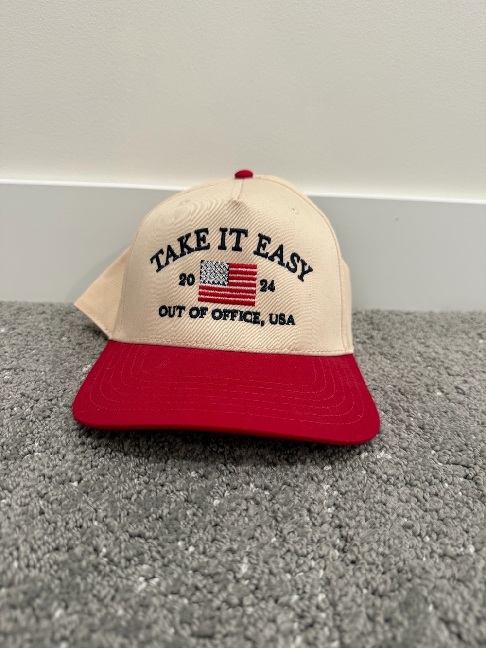 OTTO Two-Tone Trucker Cap in Cream & Red